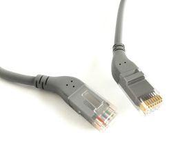 (Архив)Шнур комм. угловой Hyperline, кат. 6, неэкр., U/UTP, RJ45/RJ45, LSZH, AWG24 1м, серый, правый/правый 45°