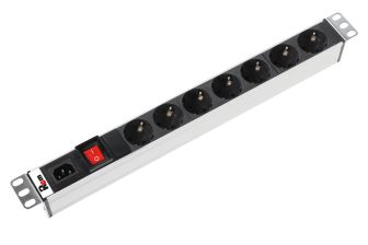 Блок силовых розеток Rem Rem-10, Schuko х 7, вход IEC 320 C14, 45мм 10А, выключатель, без шнура