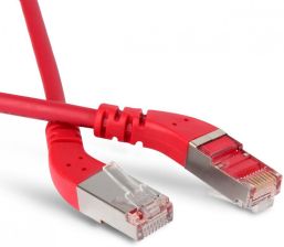 Шнур комм. угловой Hyperline, кат. 6, экр., F/UTP, RJ45/RJ45, LSZH, AWG26 5м, красный, левый/левый 45°