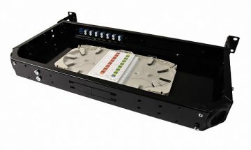 Комм. панель ВО Eurolan 47C-24, 1HU, портов: 24 FC/APC OS2, установлено адаптеров: 24невыдвижная, прямая, орг-йзер: предустановлен, цвет: чёрный, монт