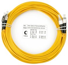 Комм. шнур оптический Cabeus Tight Buffer, Duplex FC/FC, OS2 9/125, LSZH, 10м, Ø 3мм, чёрный хвостовик, цвет: жёлтый