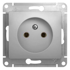 (Архив)Розетка Schneider Electric Glossa, 2к, без подсветки, 16А, для настенного монтажа, 71х71 мм (ВхШ), цвет: алюминий (GSL000341)