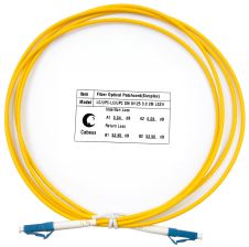 Комм. шнур оптический Cabeus Tight Buffer, Simplex LC/LC, OS2 9/125, LSZH, 2м, Ø 3мм, синий хвостовик, цвет: жёлтый