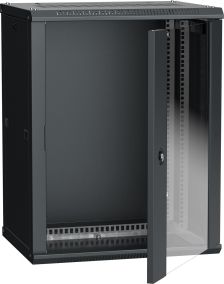 Шкаф навесной IEK LINEA W, 19", 18U, 900х600х600 мм (ВхШхГ), дверь: стекло, разборный, цвет: чёрный