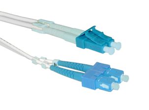 Комм. шнур оптический Hyperline, Duplex LC/SC (UPC), OS2 9/125, LSZH, 5м, Ø 2мм, синий хвостовик, цвет: белый