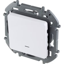 Выключатель Legrand INSPIRIA, одноклавишный, с подсветкой, 10АX, внутренняя, 75,8х75,8 мм (ВхШ), цвет: белый, ik04 (673610)