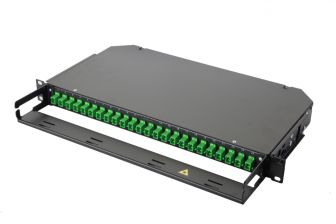 Комм. панель ВО Eurolan 47C-24, 1HU, портов: 24 SC/APC (Simplex) OS2, установлено адаптеров: 12невыдвижная, прямая, орг-йзер: предустановлен, цвет: чё