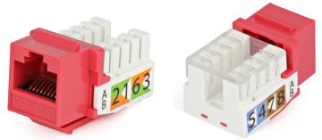 (Архив)Модуль универсальный Hyperline, keystone, 1хRJ45, Toolless, кат. 5е, неэкр., 1 шт, цвет: красный