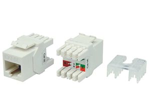 Модуль универсальный Hyperline KJ8, keystone, 1хRJ45(8P8C), 180°, кат. 5е, неэкр., цвет: белый
