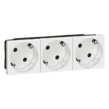 Розетка электрическая Legrand Mosaic, 3x2к+З, 16А, 45x45, цвет: белый