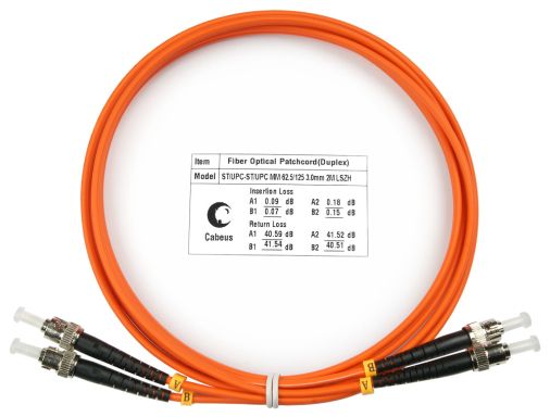 Коммутационный шнур оптический Cabeus FOP-62-ST-ST-2m