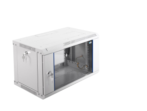 Шкаф телекоммуникационный настенный ЦМО ШРН-Э, 19", 6U, 342х600х350 мм (ВхШхГ), дверь: стекло, разборный, цвет: серый