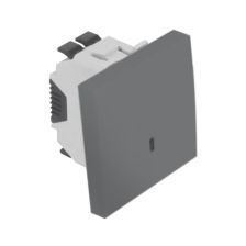 Выключатель Efapel QUADRO 45, одноклавишный, с подсветкой, 10А, 45х45 мм (ВхШ), цвет: алюминий, 2 модуля (45012 SAL)