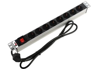 Блок розеток (PDU) Basic Rem Rem-16, 1,8м, Schuko х8, 45х484х45 мм(ВхШхГ), 16А, 1ф, подкл Schuko, выключатель, алюминий