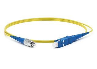 Комм. шнур оптический Hyperline, Simplex FC/SC (UPC), OS2 9/125, LSZH, 50м, Ø 2мм, синий хвостовик, цвет: жёлтый