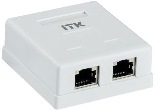 Розетка в сборе ITK, 2x RJ45(8P8C), кат. 6, экр., для настенного монтажа, упаковка: 1 шт, цвет: белый, (CS2-1C06F-22)