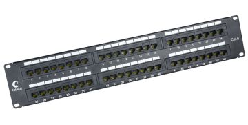 Комм. патч-панель Cabeus, 19", 2HU, портов: 48 х RJ45, кат. 6, неэкр., цвет: чёрный, (PL-48-Cat.6-Dual)