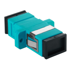 Проходной адаптер оптический BNH, SC/SC (MM), Simplex, с фланцем, бирюзовый, чёрный колпачок