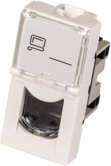 Вставка Lanmaster, 1х RJ45, 22,5х45 мм (ВхШ), плоская, шторки, UTP, категории 5e, с увеличенным окном маркировки, цвет: белый (LAN-SIP-22U5E-WH)