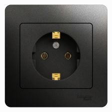 Розетка в сборе Schneider Electric Glossa, 2P+E, без подсветки, 16А, для настенного монтажа, 82х82 мм (ВхШ), цвет: антрацит (GSL000742)