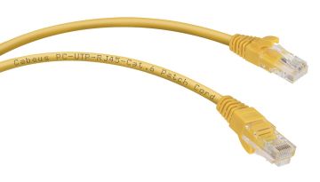 Шнур комм. Cabeus, кат. 6, неэкр., U/UTP, RJ45/RJ45, PVC, AWG24, 1.5м, жёлтый