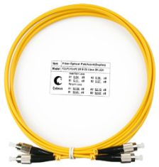Комм. шнур оптический Cabeus Tight Buffer, Duplex FC/FC, OS2 9/125, LSZH, 2м, Ø 3мм, чёрный хвостовик, цвет: жёлтый