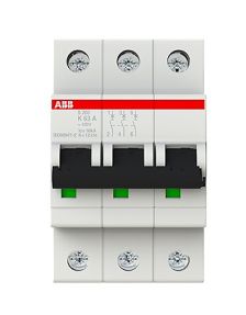 Автоматический выключатель ABB S200, 3 модуль, K класс, 3P, 63А, 6кА, (2CDS253001R0607)