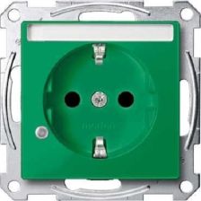 Розетка электрическая Merten System M, 2к+З, 16А, шторки защитные, цвет: зелёный (MTN2303-0304)