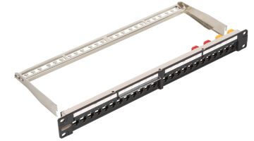 (Архив)Комм. патч-панель Nikomax, 19", 1HU, портов: 24 х RJ45/8P8C, цвет: чёрный, с задним организатором, (NMC-RP24-LS-1U-MT)