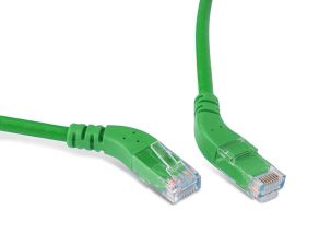 (Архив)Шнур комм. угловой Hyperline, кат. 6, неэкр., U/UTP, RJ45/RJ45, LSZH, AWG24 2м, зелёный, правый/правый 45°