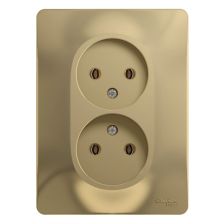 (Архив)Розетка в сборе Schneider Electric Glossa, 2к, 16А, для настенного монтажа, цвет: титан, двойная