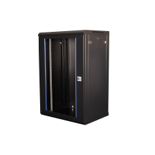 Шкаф телекоммуникационный настенный Datarex, 19", 18U, 901х600х450 мм (ВхШхГ), дверь: стекло, разборный, цвет: чёрный