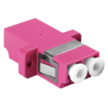 Проходной адаптер оптический BNH, LC/LC (MM), Duplex, с фланцем, пурпурный, белый колпачок