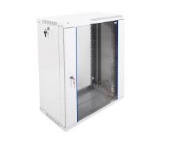 Шкаф телекоммуникационный настенный ЦМО ШРН-Э, 19", 15U, 742х600х350 мм (ВхШхГ), дверь: стекло, разборный, цвет: серый