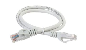 Шнур комм. ITK, кат. 5е, неэкр., U/UTP, RJ45/RJ45, LSZH, 1м, серый