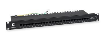 Комм. патч-панель телефонная Cabeus, 19", 1HU, 25хRJ45, цвет: чёрный