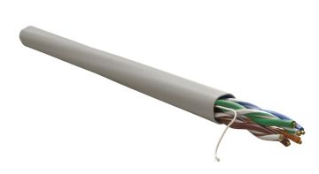 Кабель витая пара WRline, LSZH, U/UTP, кат. 5е, проводник Ø 0,48мм, 305м, коробка, тип прокладки: внутри зданий, цвет: серый, с рипкордом