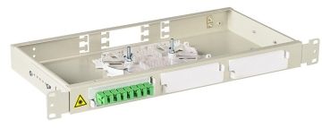 (Архив)Комм. панель ВО Связьстройдеталь ШКОС-Л, 1HU,  SM/MM , невыдвижная, прямая, цвет: светло-серый, 2 кабельных ввода