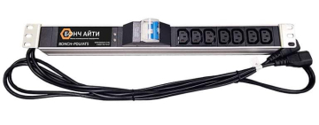 АВР БОНЧ АЙТИ, IEC 60320 С13 х 7, вход IEC 320 C14, шнур 1,7 м, 45х484х45 мм (ВхШхГ), 8А, 1ф, автомат, чёрный, 2 входа