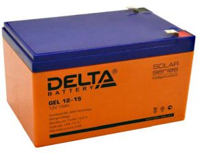 Аккумулятор для ИБП Delta Battery GEL, 98х96х151 мм (ВхШхГ),  необслуживаемый электролитный,  12V/15 Ач, цвет: жёлтый, (GEL 12-15)