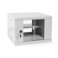 Шкаф телекоммуникационный настенный Cabeus WSC, 10", 4U, 225х326х300 мм (ВхШхГ), дверь: стекло, сварной, цвет: серый