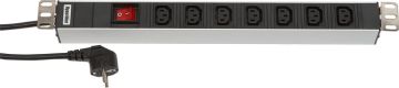 БРП (PDU) Basic Hyperline, IEC 60320 С13 х 7, вход Schuko, шнур 2,5 м, 44мм, 1ф 16А, выключатель, чёрный