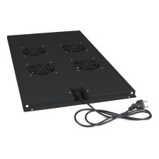 Вентиляторный модуль Cabeus, 1U, 40х417х715 мм (ВхШхГ), вентиляторов: 4, поток: 600 м3/ч, в напольные шкафы серии SH-05C глубиной 1000мм, цвет: чёрный