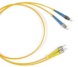 (Архив)Комм. шнур оптический Hyperline, Duplex ST/FC (UPC), OS2 9/125, LSZH, 1м, цвет: жёлтый