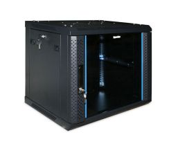(Архив)Шкаф телекоммуникационный настенный Hyperline TWFS-FC, 19", 22U, 1086х600х600 мм (ВхШхГ), дверь: стекло с перфорацией по бокам, разборный, цвет