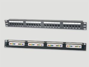 Комм. патч-панель Eurolan, 19", 1HU, портов: 24 х RJ45, кат. 6, универсальная, цвет: чёрный, (27B-U6-24BL)