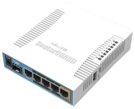 Маршрутизатор Mikrotik, портов: 5, USB: Да, 29х137х114 мм (ВхШхГ), цвет: белый, RB962UiGS-5HacT2HnT