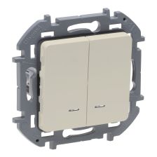 Выключатель Legrand INSPIRIA, двухклавишный, с подсветкой, 10АX, внутренняя, 75,8х75,8 мм (ВхШ), цвет: слоновая кость, ik04 (673631)