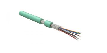 Кабель ВО Hyperline FO-DT-IN Tight Buffer,  4хОВ, OM3 50/125, FRHFLTx, Ø 7,1мм, внутри зданий, небронированный, цвет: голубой