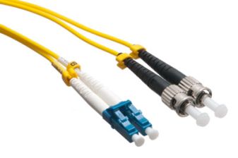 Комм. шнур оптический Hyperline, Duplex ST/LC (UPC), OS2 9/125, LSZH, 5м, Ø 2мм, синий хвостовик, цвет: жёлтый